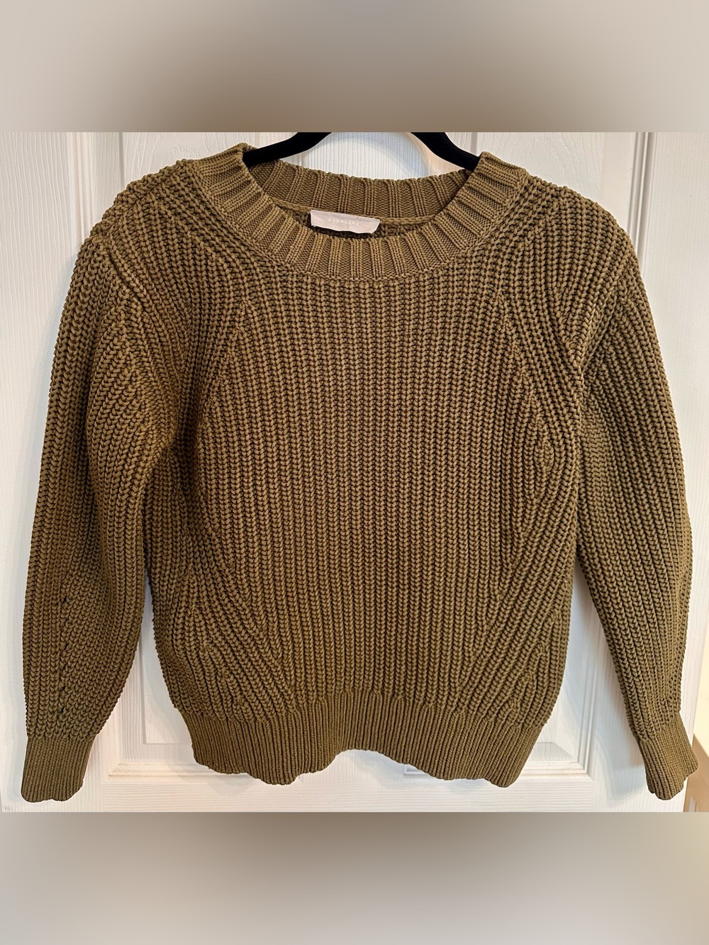 Everlane Chunky Olive Green Crewneck Sweater *Flaw Size S